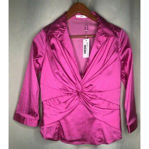 Leggiadro Dupioni Criss Cross Fuxia Blouse Size 10